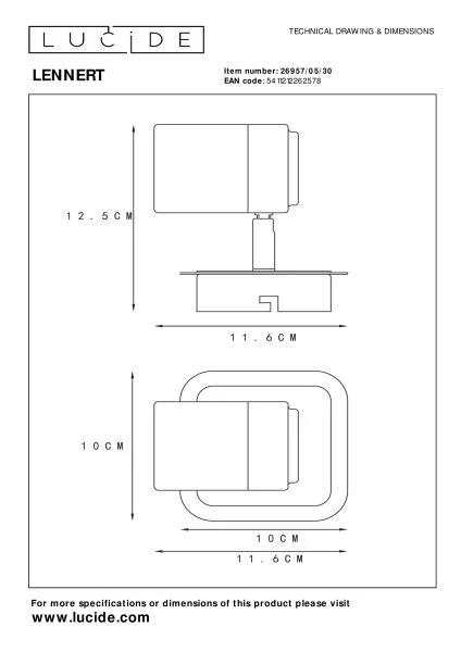 Lucide LENNERT - Deckenstrahler - LED Dim. - GU10 - 1x5W 3000K - Schwarz - technisch